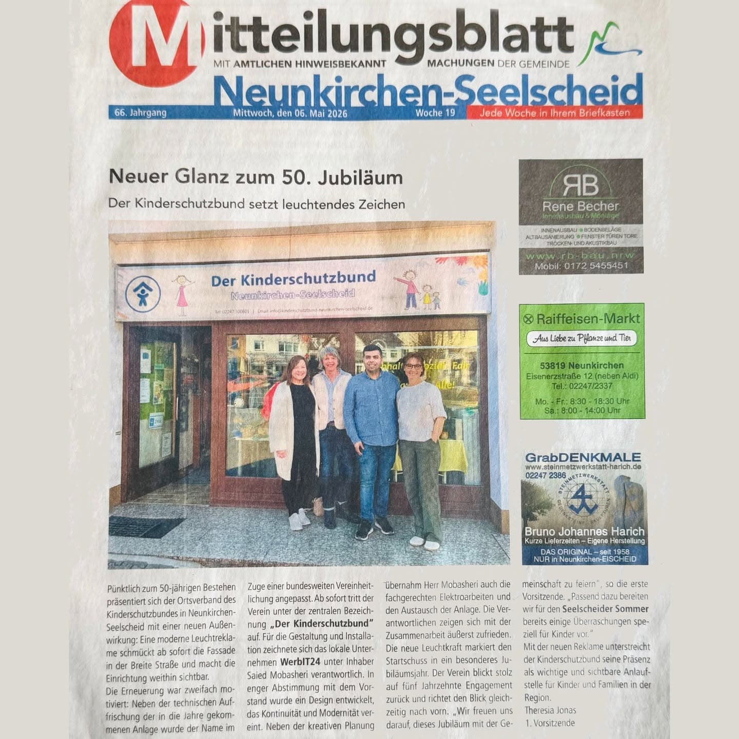 Leuchtreklame für Kinderschutzbund